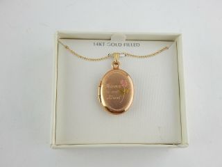 Vintage 1/20th 14k Yellow Gold Forever In My Heart Rose Locket Necklace Pendant