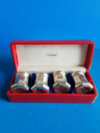 Vintage Cartier Sterling Silver Salt And Peppers Shakers Set Of 4 Box