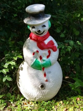 40 " Vintage Christmas Dimpled Frosty The Snowman Union Blow Mold Missing Pipe