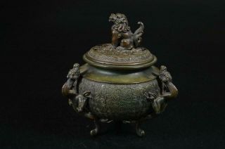 U6550: Japan Xf Casting Copper China Crest Sculpture Incense Burner Tea Ceremony