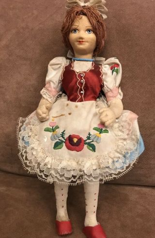 Unique Vintage Hand Made Doll Face And Clothes