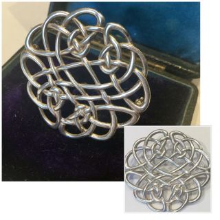 Vintage Jewellery Sterling Silver 925 Celtic Knot Style Brooch Dress Pin
