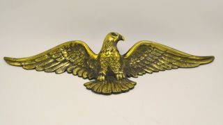 Large Vintage Gold Cast Metal Flying Eagle Wall Decor " Japan " Hanging