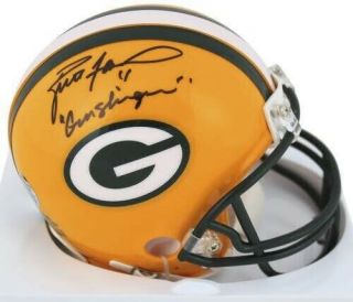 Brett Favre Signed Packers Mini Helmet Favre Gunslinger Inscription