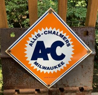 Vintage Ac Allis Chalmers Porcelain Gas Service Station Sign