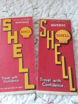 2 Vintage/antique Shell Maps.  Quebec And Montreal 1939