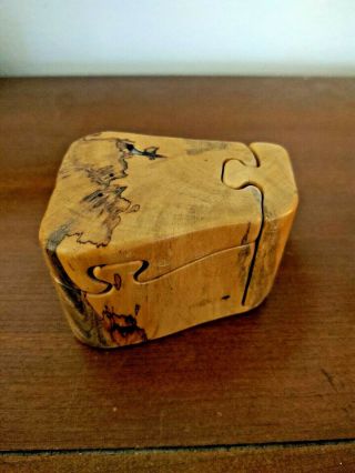 Vintage 4 Piece Burl Wood Puzzle Treasure Box Hand Crafted By Don Wood 1997