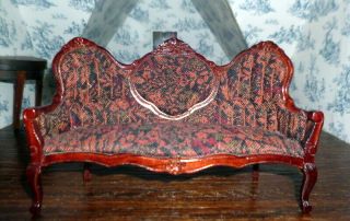 Vintage Victorian Style Sofa Settee Bespaq 1:12 Dollhouse Miniature
