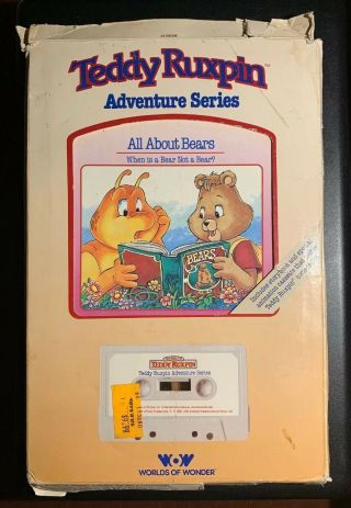 1985 Teddy Ruxpin “all About Bears” Book And Cassette W Box - Vtg