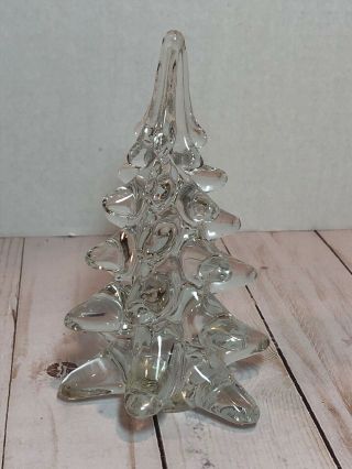 Vintage 1983 Two’s Company Hand Blown Glass Christmas Tree 6” Tall