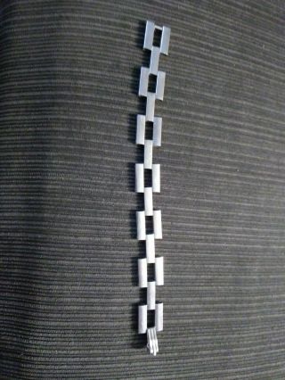 Vtg Modernist Sterling Silver Brick Link Chain Bracelet 7.  25 Old