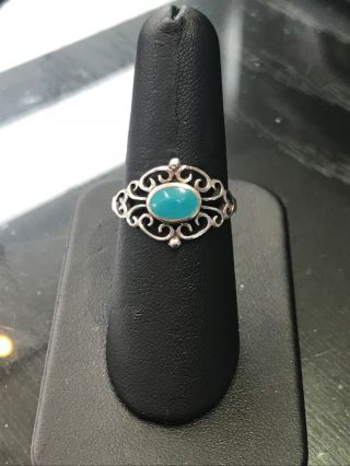 Vintage Sterling Silver And Turquoise Ring Size 7.  5