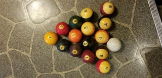Vintage Complete Billiard Balls Set With Cue Ball 2 1/4 Complete Pool Billiard
