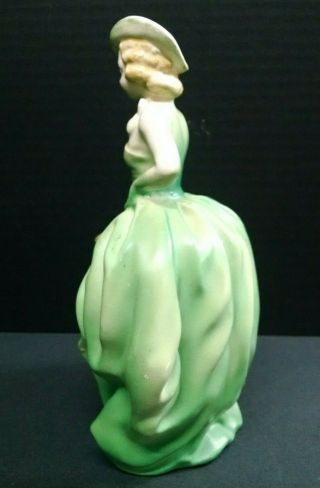 Vintage Porcelain Lady in Green Dress with Dog Figurine,  Japan,  Roughly 8 