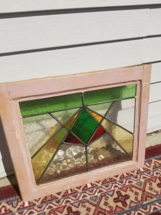 Antique/vintage/old Stained/colored Glass Window Lead Glass Window In Frame