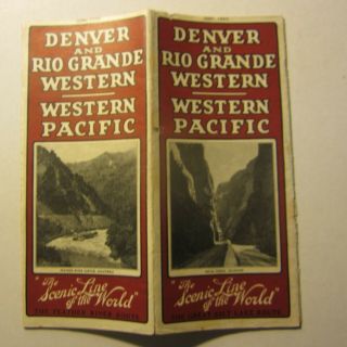 Old Vintage 1923 - Denver Rio Grande / Western Pacific Railroad - Time Tables