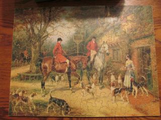 Antique Premier Wooden Jigsaw Puzzle " At The Sign Of The Fox " Box