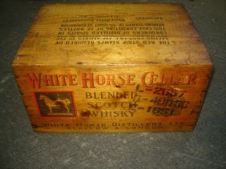 Vintage 40 ' s/50 ' s White Horse Cellar Blended Scotch Whiskey Wood Crate,  Scotland 3