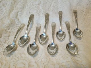 Eight Kirk “mayflower” Pattern Hand - Engraved Sterling Silver Tea Spoons
