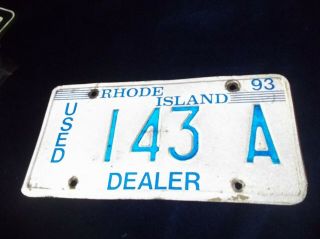 Rhode Island Dealer Licence Plate 1993 143 A