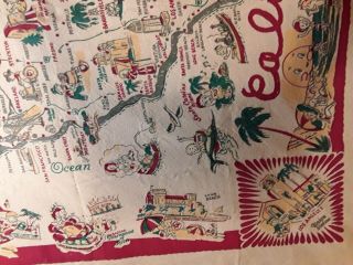 Vintage 40 ' s CALIFORNIA State Map Souvenir Tablecloth,  Bright Colors 47.  5 x 51 