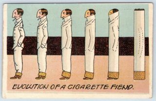1909 Evolution Of A Cigarette Fiend Metamorphic Anti Smoking Newman Post Card Co