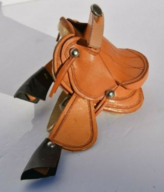 Vintage Leather Toy Saddle For Doll Horse
