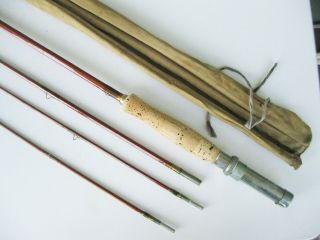 Vtg 3 - Piece 8½’ Bamboo Fly Rod w/ 2 Tips & Sock Heddon (?) NEAR 2