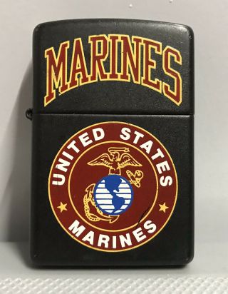 Vintage Zippo Us Marines Lighter - 218539 - - Matte Black