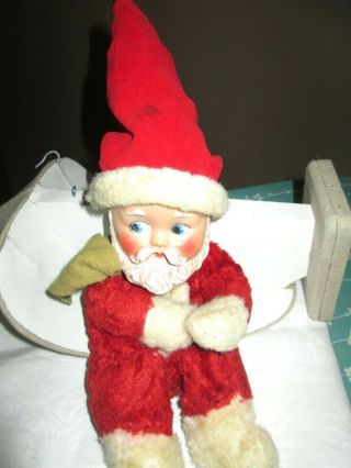 1955 Knickerbocker Baby Santa Rubber Face Plush Doll Scarf Vintage