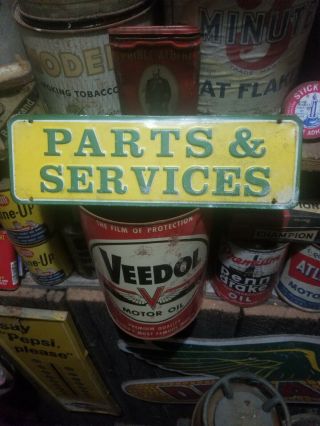 Old Vintage John Deere Farm Parts Service Metal Sign Gas Station Barn Tractor