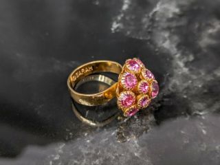 Lovely Vintage Sarah Coventry Pink Rhinestones Ring Size From Us 7 Uk O To Us 8