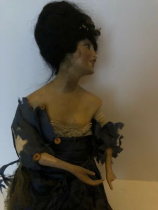 Antique 14 " French Boudoir Doll Made Of Porcelain With Cloth Body & Mohair Wig