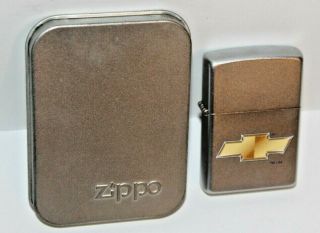 Zippo Lighter 20293 Chevy Chevrolet Gold Bowtie W/ Case
