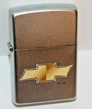 Zippo Lighter 20293 Chevy Chevrolet Gold Bowtie w/ Case 2