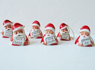 Set Of Six Vintage Miniature Santa Claus Bells