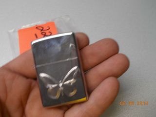 Zippo Lighter High Polish Chrome W/ Etched Butterfly,  2007 Codes