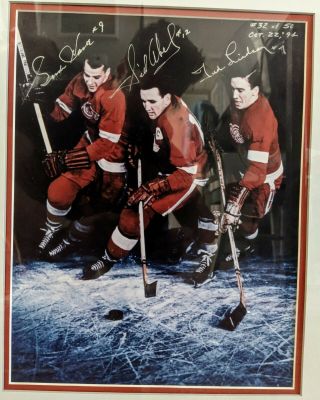 Hockey,  Autographed Picture Of The Production Line,  Gordie Howe,  Ted Lindsay, .