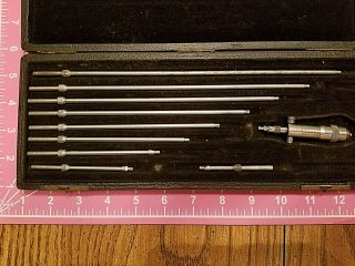 Vtg.  L.  S.  Starrett No.  124 Rod Inside Micrometer Set 2 To 12 " Machinist Tools