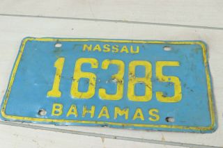 Vintage Bahamas Nassau License Plate 16385 Expired Surf Wagon Beach Cruiser Rod