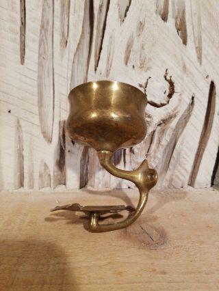 Vintage Solid Brass Toothbrush and Cup holder 1900 ' s Vintage 3