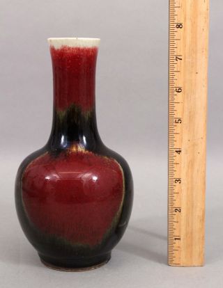 Antique 19thc Chinese Qing Flambe Sang De Boeuf Oxblood & Black Porcelain Vase