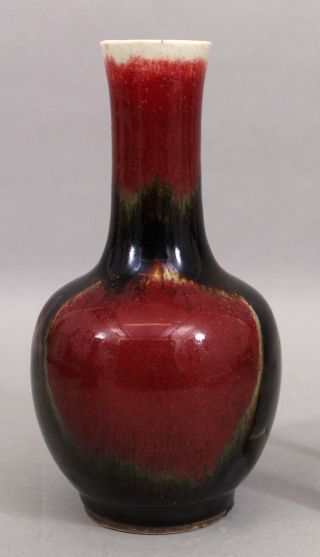Antique 19thC Chinese Qing Flambe Sang de Boeuf Oxblood & Black Porcelain Vase 2