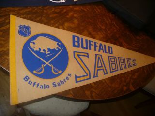 Vintage Nhl Buffalo Sabres Pennant - Crossed Swords & Charging Buffalo