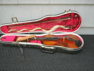 Antique Violin With Case & 2 Bows G Bachert Etc & Accessories