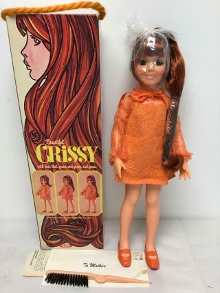 Vintage 1969 Ideal - Crissy Doll In Orange Dress