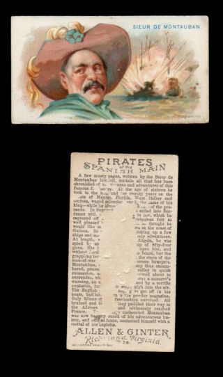 1888 Allen & Ginter N19 Tobacco Card Pirate " Sieur De Montauban "