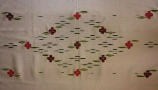 Vintage Antique Mexico Saltillo Blanket Rug Native Flower Cream 91x46