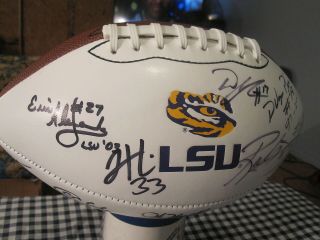 Lsu Tiger White Nike Logo Football Signed Autographed By 28 Nflers Alumni