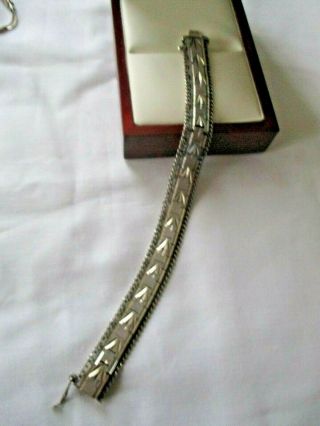 Lovely Vintage Sterling Silver Etched 7 " Bracelet,  40g,  Hallmarked